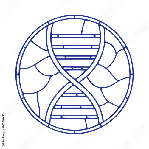 DNA Helix Circular Mosaic Line Art Icon