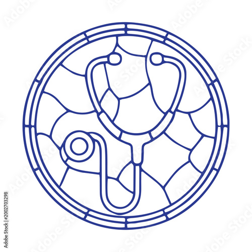 Minimal Stethoscope Circular Mosaic Line Art Icon