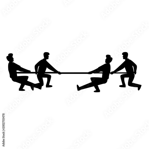 Strong Teamwork Tug of War Vector Illustration for Business Competition Concept