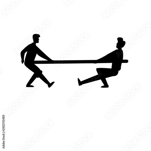 Strong Teamwork Tug of War Vector Illustration for Business Competition Concept