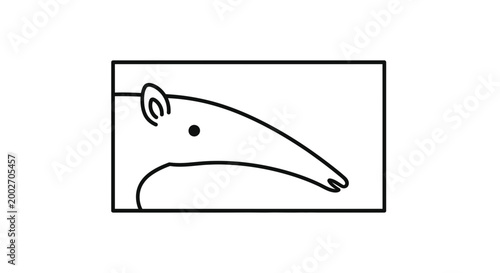 Minimalist Anteater Head Icon, Simple Line Art Drawing, Vector Illustration