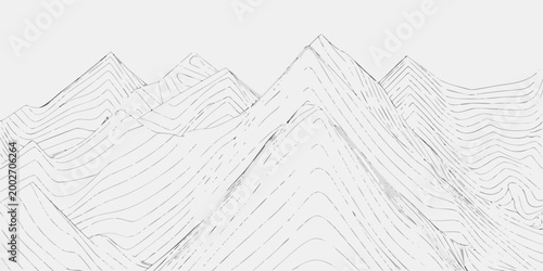 mountain range illustration black and white line drawing