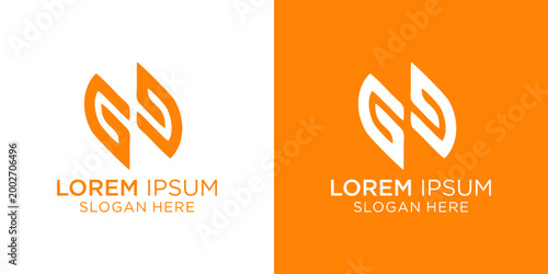 Elevate your brand with this sleek, modern logo design featuring a stylized leaf symbol with letter G, E and customizable text, perfect for businesses seeking a professional identity