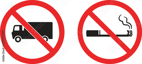 Prohibited icon set collection group featuring restriction warning ban symbol with clean modern design for safety security alert interface element signage usability and universal communication visual.