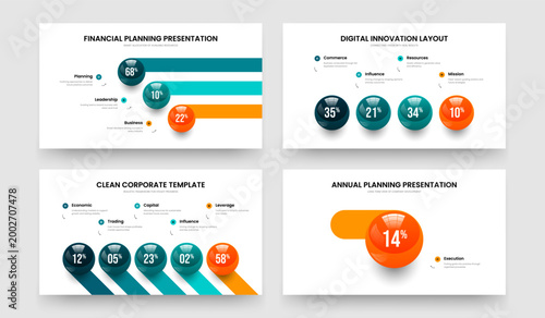 Company Performance Three Four Five One Option Chart Slide Design Vector Illustration Set. Sales Insight 3 4 5 1 Element Graph Presentation Layout Bundle.