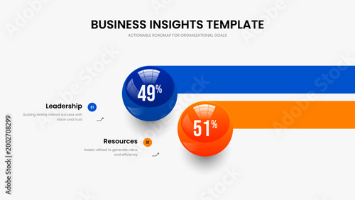 Educational Showcase Two Option Chart Presentation Design. Project Plan 2 Element Infographic Frame Layout. Science Development Slideshow Template Vector Illustration.