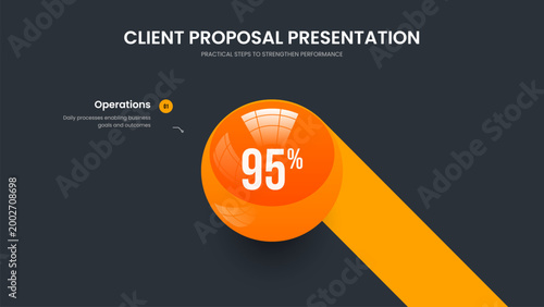 Colorful Launch 1 Element Diagram Presentation Template. Minimal Development Slide Design Vector Illustration. Corporate Portfolio One Step Graph Slideshow Layout.