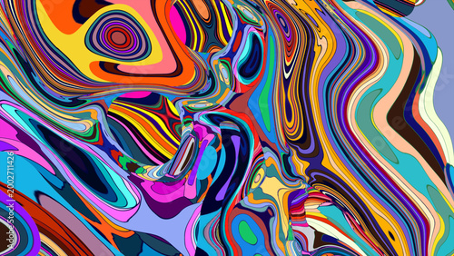 Vibrant Abstract Colorful Swirl Pattern in Psychedelic Style