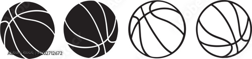 Collection of basketball icons representing different styles from solid black to outline perfect for sports apps and web design