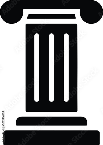 Silhouette greek architectural ionic column for legal and history vector design