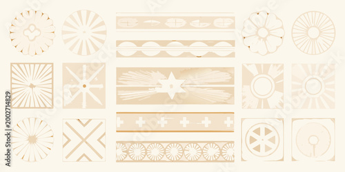 geometric floral patterns and linear designs decorative vector illustration