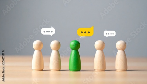 Green Figurine Among Wooden Figures – Diversity Visual for Editorial, Lifestyle, or Empowerment Branding Themes