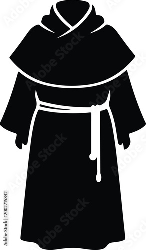 Silhouette monk robe with hood and belt vector design