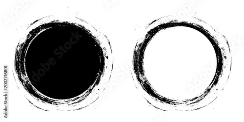 Φωτογραφία Grunge Circular Brush Stroke Shapes.