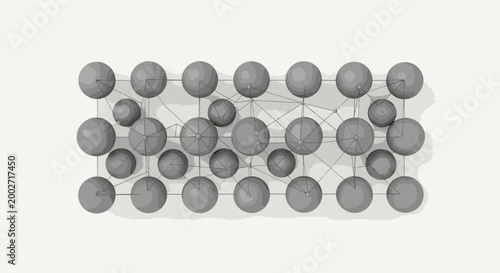 Abstract network of interconnected spheres and lines, representing data, connections, and technology on a white background