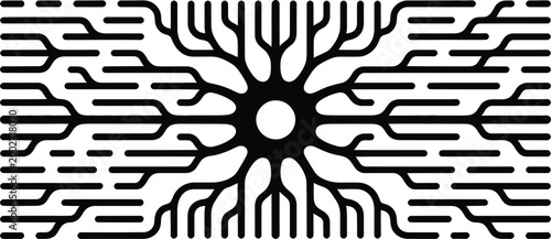 Abstract neural network pattern with dendritic and axonal structures