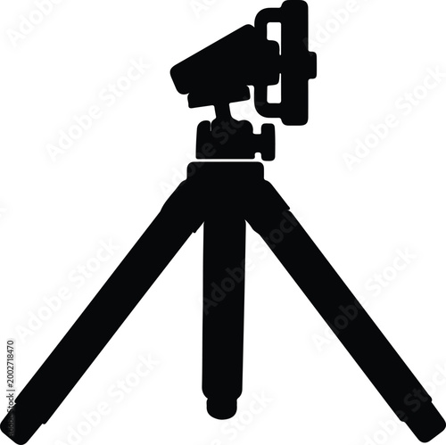 Silhouette tripod with phone holder for photography vector design