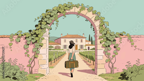 A serene illustration depicting a wall partially covered in lush ivy, evoking feelings of growth and tranquility. Ideal for backgrounds, website desig