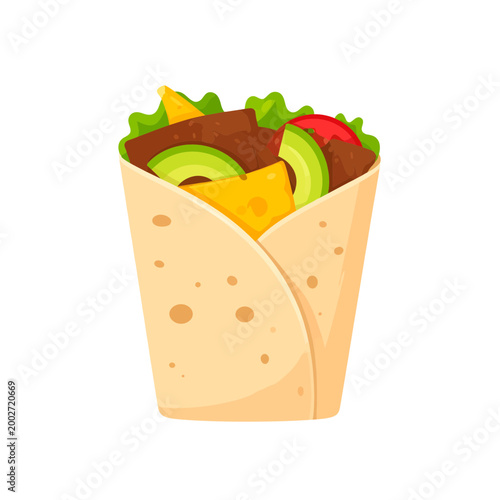 Delicious Fresh Food Wrap Cartoon Illustration