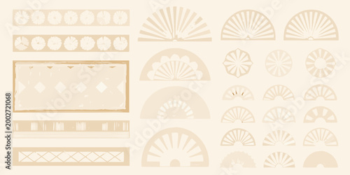 geometric fan patterns and shapes beige and cream
