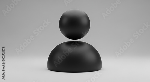 Abstract Black Silhouette of a Person Icon Floating.