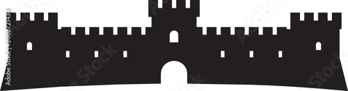 Foto Stylized medieval fortress silhouette with crenellated battlements guard towers
