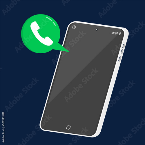 Incoming phone call icon on smartphone screen, mobile communication concept, contact, calling app, connection, and digital conversation.
