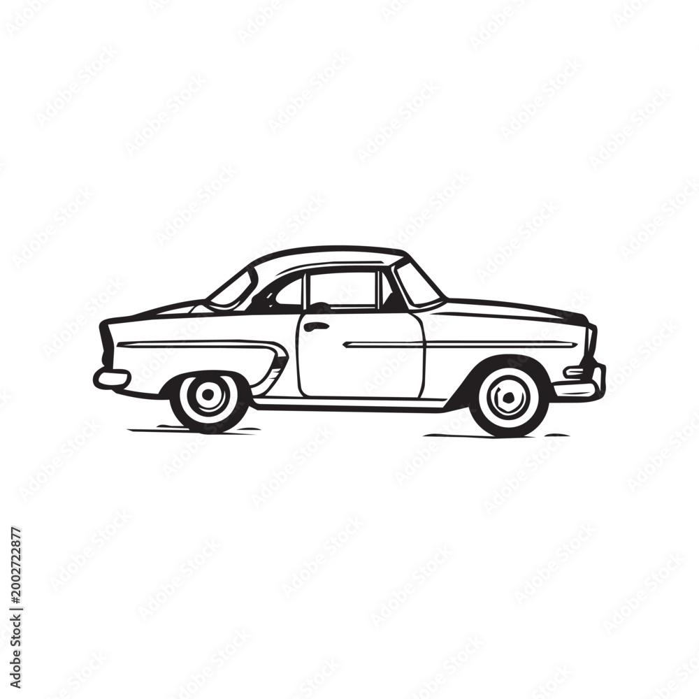 Obraz premium vector illustration of a car line art
