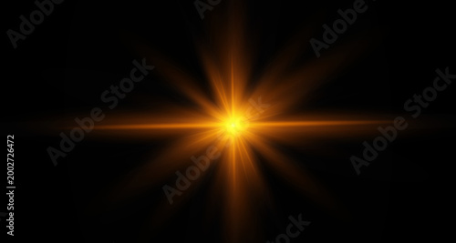 Quadro em tela Optical lens flare over black background