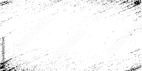 Black grunge texture with white background and scattered dots and lines vector graphic design element