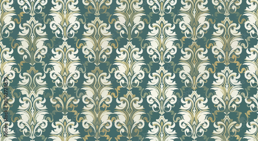 Obraz premium Stylish baroque damask design with elegant flowers and decorative scrollwork