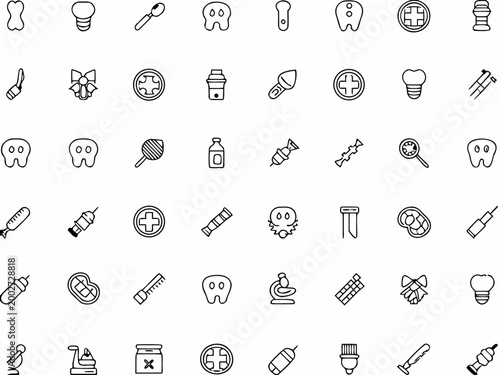 Featuring Dentist Tools Minimal Line Icons Des Dynamic Premium Digital Asset
