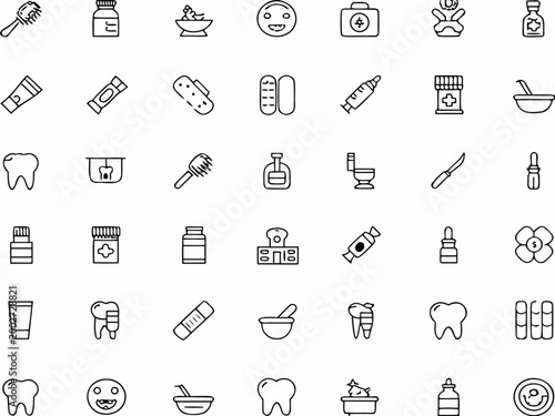 Oral Hygiene Icons Toothbrush Floss Mouthw Professional Photo Perfect for Editorial Content