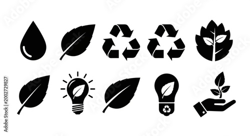 Eco friendly icons with leaves.