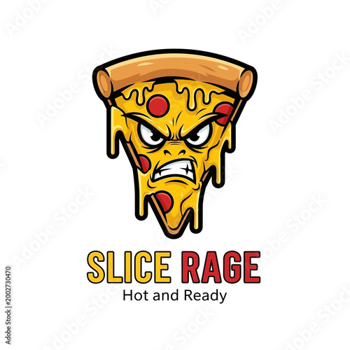 Angry Pizza Slice Cartoon Character.