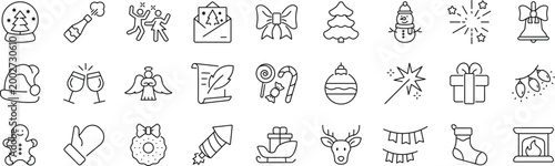 Fotografie New year set of web icons in line style