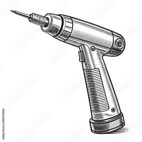 Depicting Bold Stroke Dental Drill Handpiece Tool Vibrant Premium Digital Asset