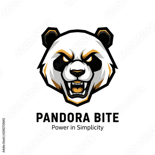 Furious Cartoon Panda Face Closeup.