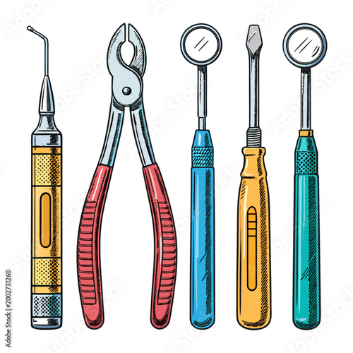 Bold Stroke Dental Hand Tools Premium Digital Asset Great for Commercial Projects