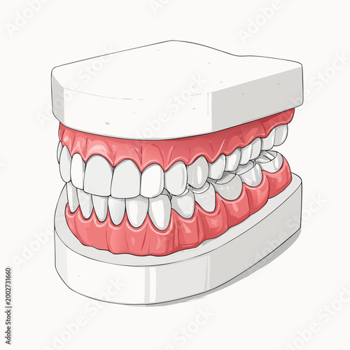 Dynamic Bold Stroke Dental Model Teeth Cast Whit Premium Digital Asset