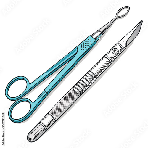 Depicting Bold Stroke Dental Scalpel Surgical Tool Elegant Creative Visual
