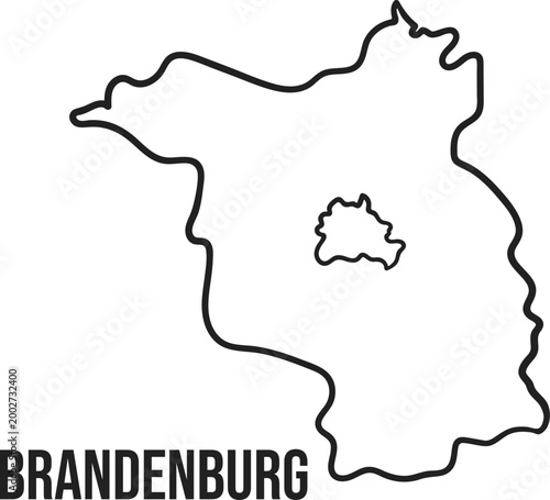 Brandenburg State Stylized Map Outline, Germany, Minimal Black Vector, Isolated