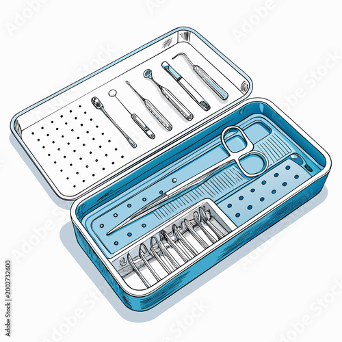 Elegant Bold Stroke Dental Sterilization Tray High-Quality Stock Image