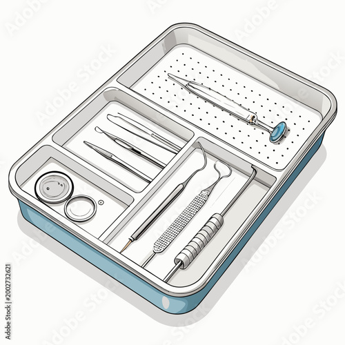 Beautiful Bold Stroke Dental Sterilization Tray Premium Digital Asset