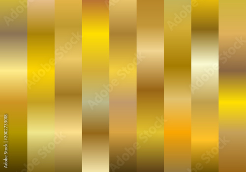 Colección de texturas con franjas verticales de diversos degradados metálicos dorados y bronces brillantes