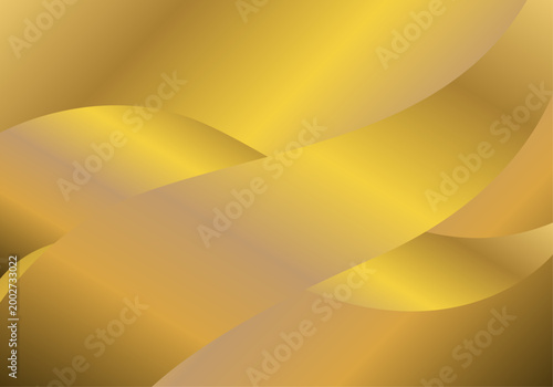 Fondo abstracto con ondas metálicas superpuestas en color dorado