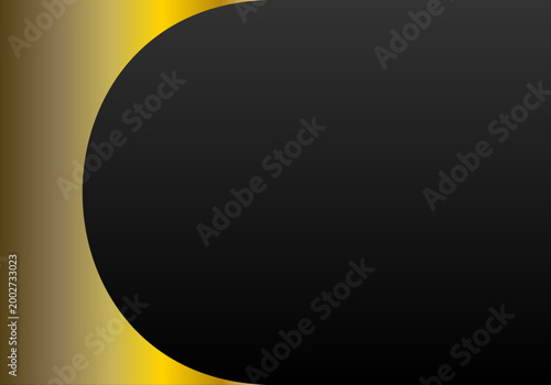 Superficie curva negra sobre fondo con degradado metálico dorado