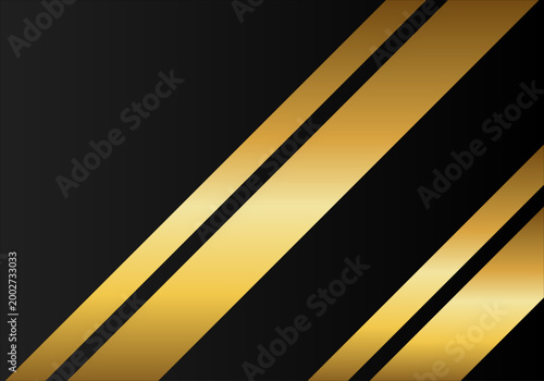 Fondo oscuro elegante con franjas diagonales metálicas doradas y espacio