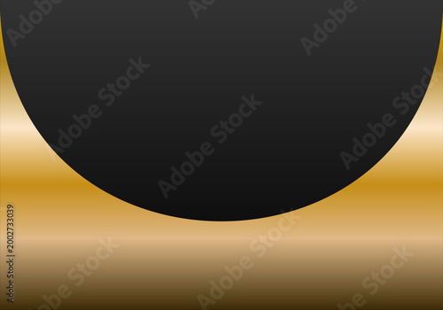 Fondo oscuro con forma circular sobre una base metálica dorada brillante