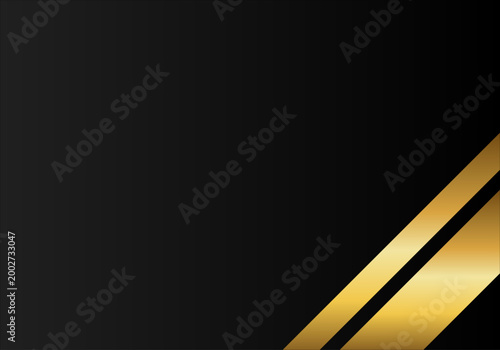 Fondo negro elegante con líneas diagonales doradas en la esquina